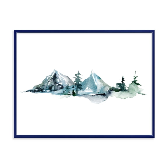Designart 'Minimalistic Fir Forest and Winter Mountains III' Modern Framed Canvas Wall Art Print