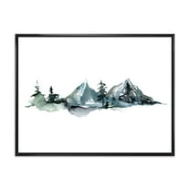 Designart 'Minimalistic Fir Forest and Winter Mountains III' Modern Framed Canvas Wall Art Print