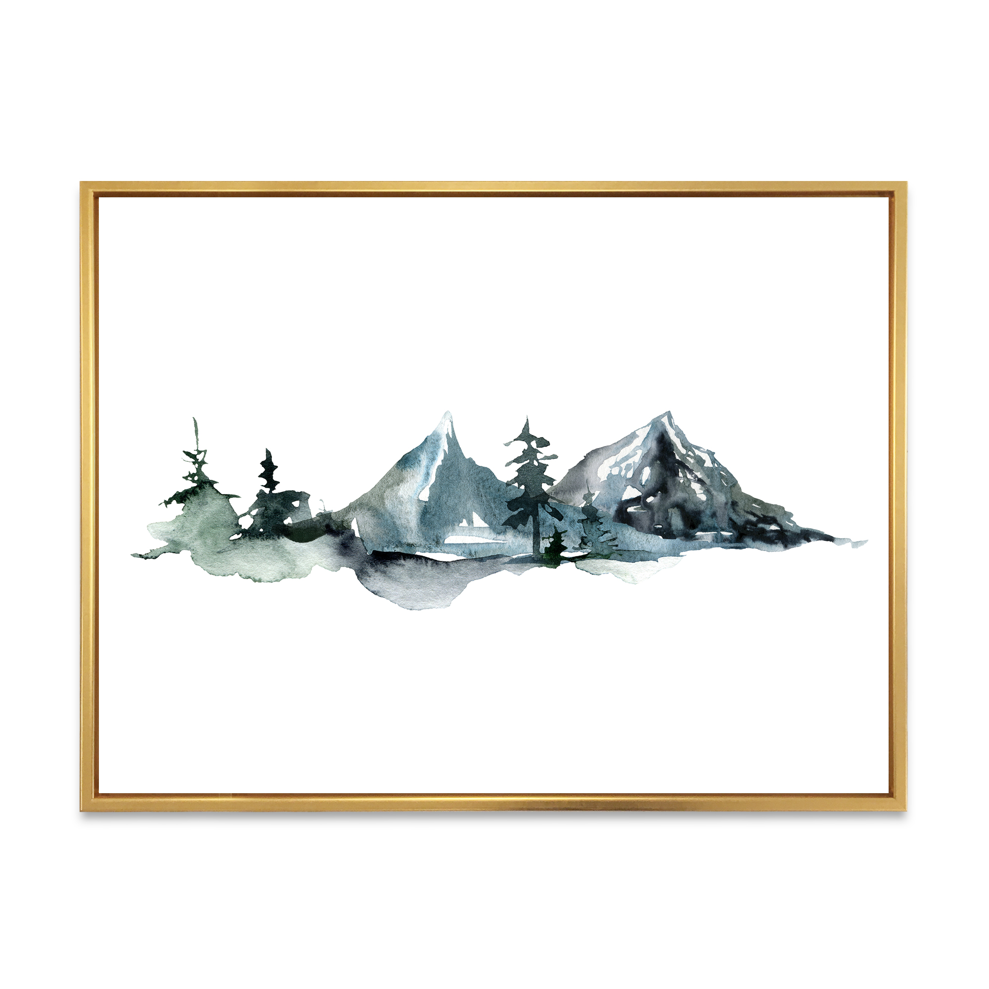 Designart 'Minimalistic Fir Forest and Winter Mountains III' Modern Framed Canvas Wall Art Print