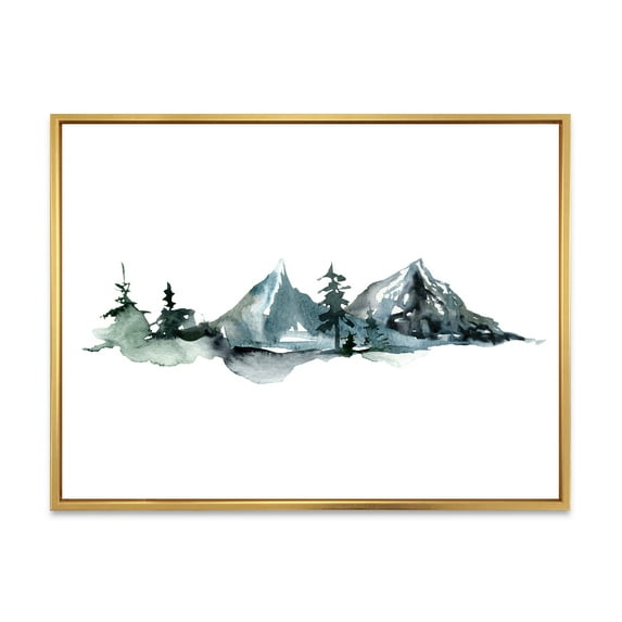 Designart 'Minimalistic Fir Forest and Winter Mountains III' Modern Framed Canvas Wall Art Print