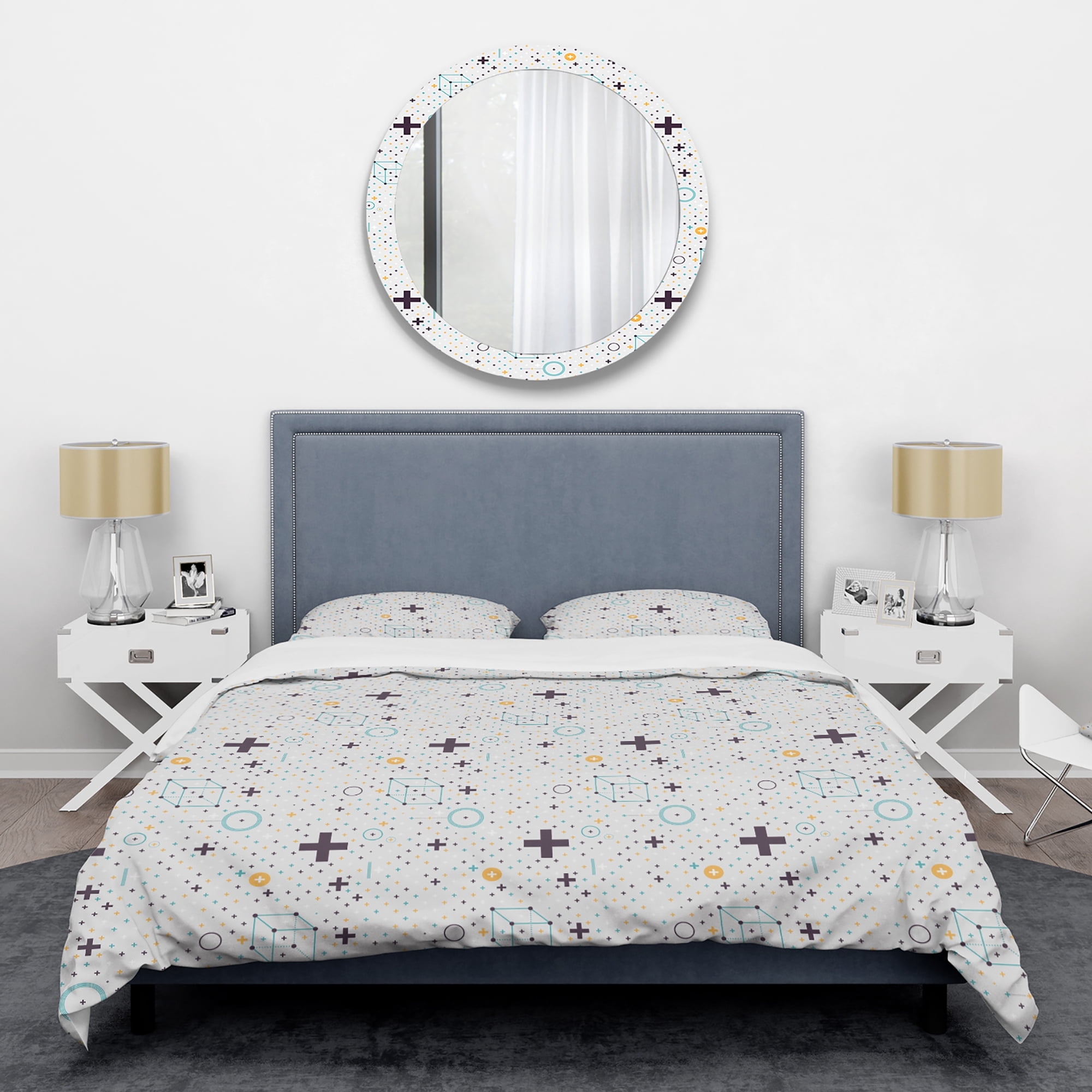 Designart 'Minimalistic Geometric Elements' Mid-Century Modern Duvet Cover Set