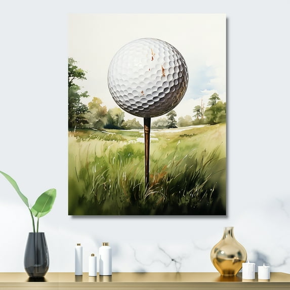 Designart "Minimalistic Golf Ball I" Golf Metal Wall Art Prints