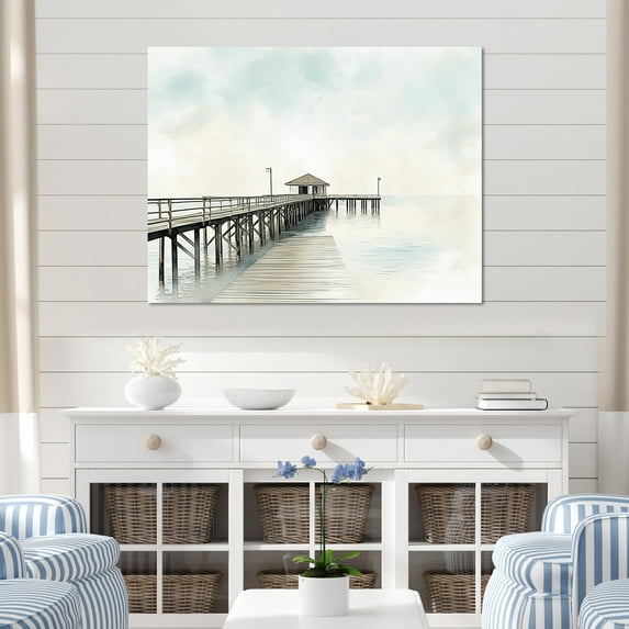 Designart "Minimalistic Horizon Featuring The Coastal Pier" Coastal Pier Wall Decor