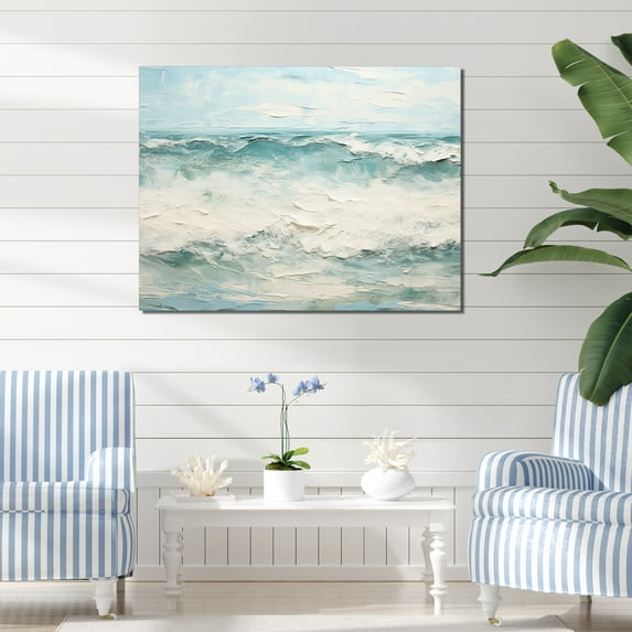 Designart "Minimalistic Horizon Of The Waves I" Coastal Ocean Wall Art Prints
