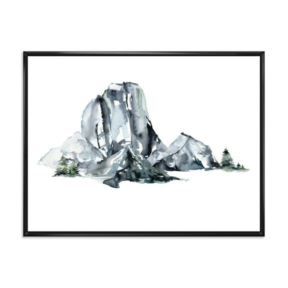 Designart 'Minimalistic Landscape of Forest and Mountains' Modern Framed Canvas Wall Art Print