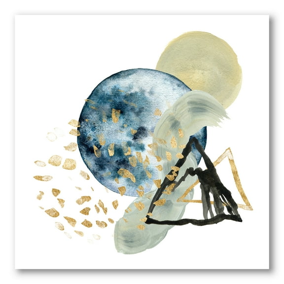 Designart ' Minimalistic Landscape of Moon With Mountains II ' Modern Canvas Wall Art Print