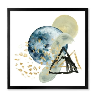 Designart 'Minimalistic Landscape of Moon With Mountains II' Modern Framed Art Print