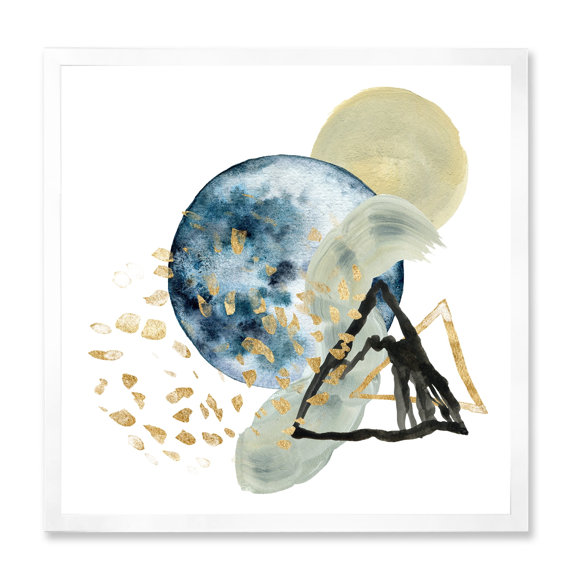 Designart 'Minimalistic Landscape of Moon With Mountains II' Modern Framed Art Print