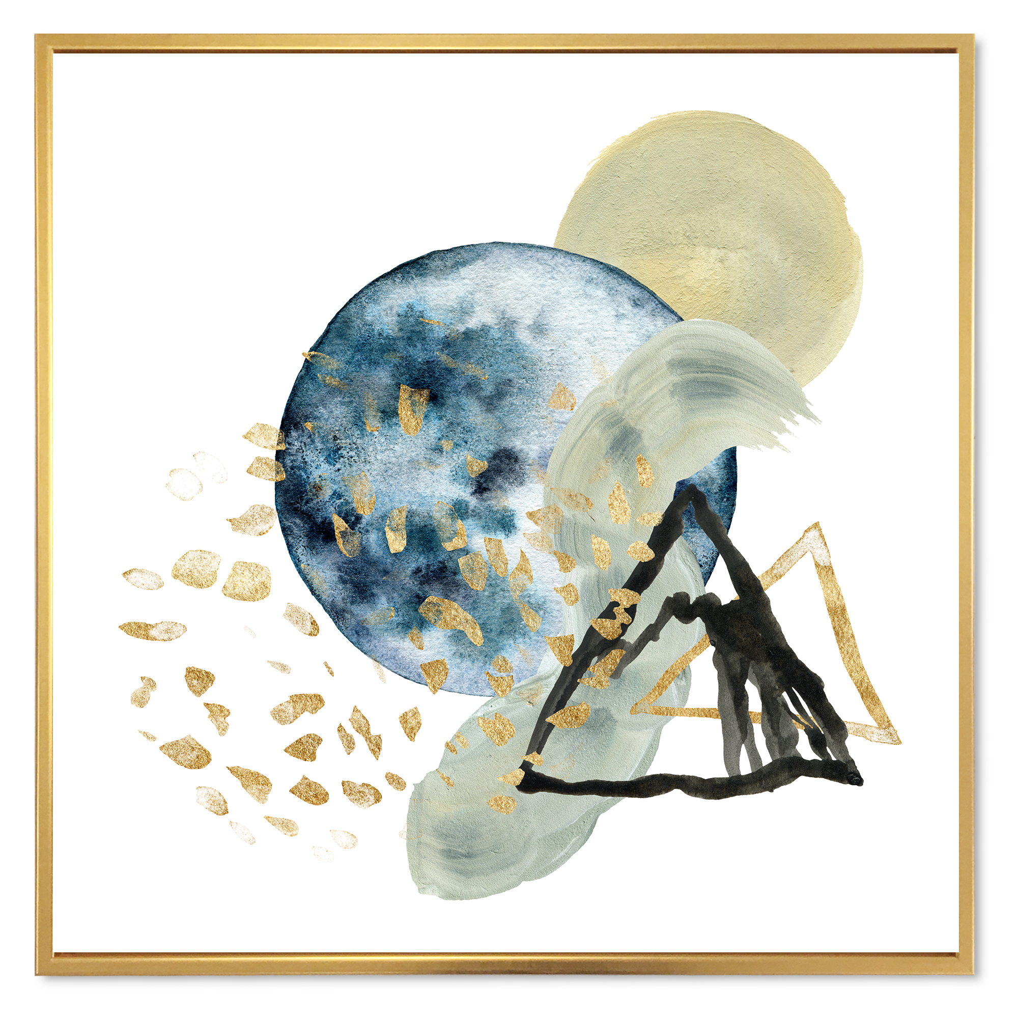 Designart 'Minimalistic Landscape of Moon With Mountains II' Modern Framed Canvas Wall Art Print