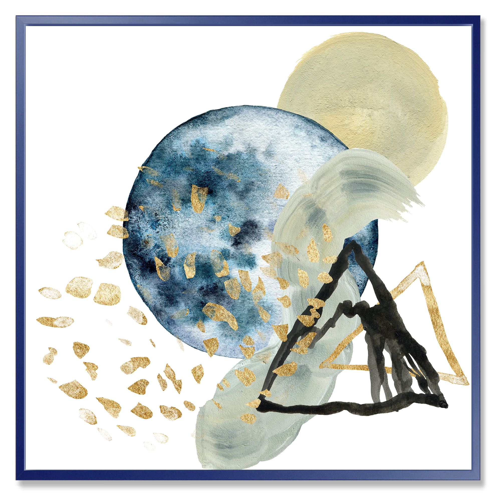 Designart 'Minimalistic Landscape of Moon With Mountains II' Modern Framed Canvas Wall Art Print