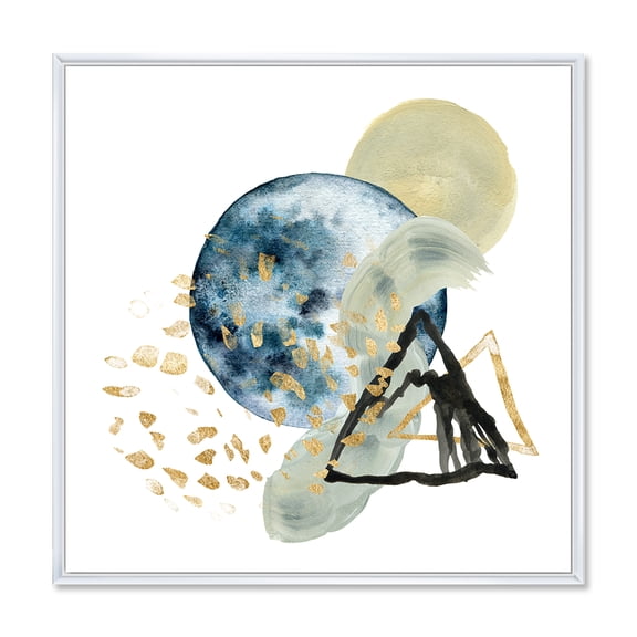 Designart 'Minimalistic Landscape of Moon With Mountains II' Modern Framed Canvas Wall Art Print