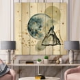 thumbnail image 1 of Designart 'Minimalistic Landscape of Moon With Mountains II' Modern Print on Natural Pine Wood, 1 of 5