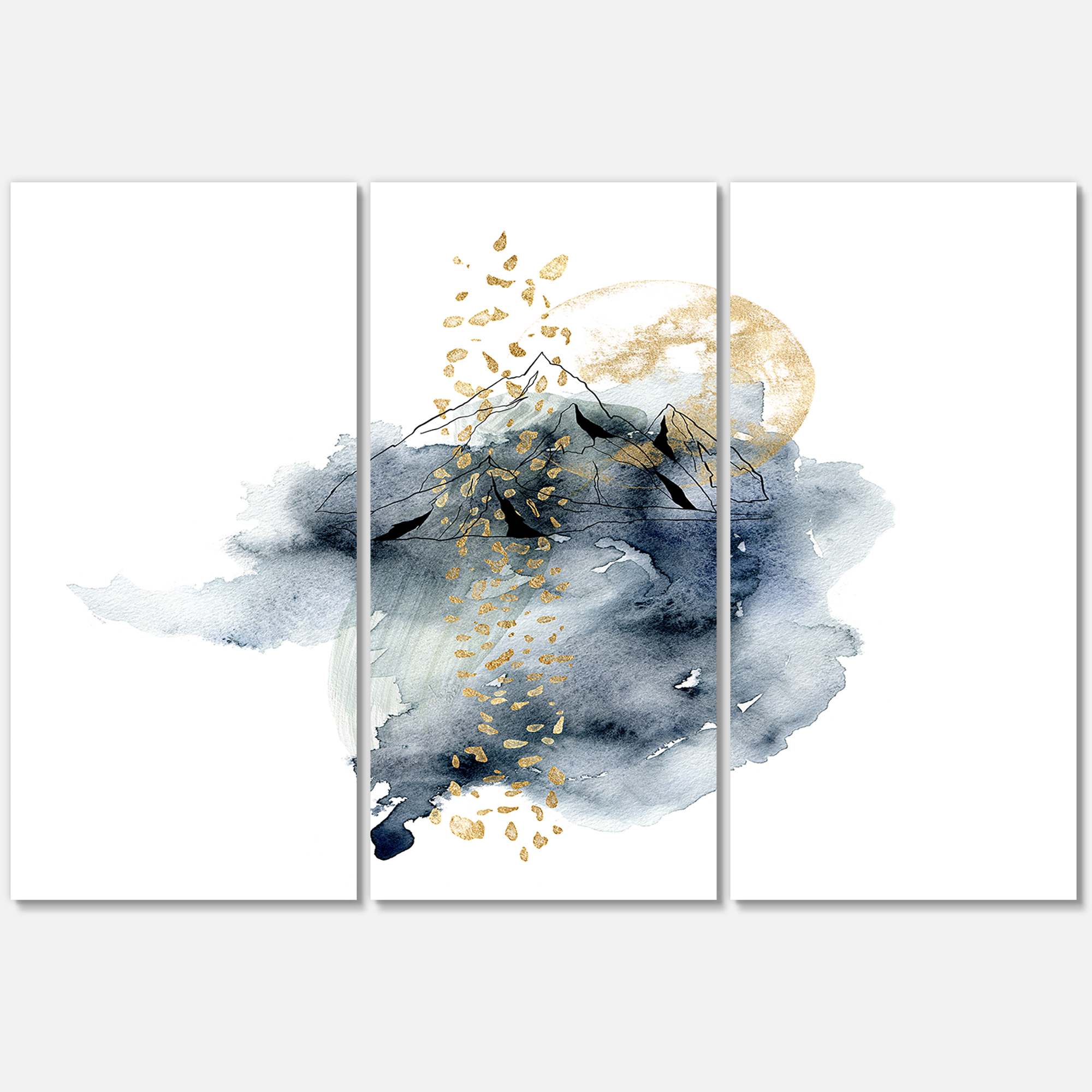 Designart ' Minimalistic Landscape of Moon With Mountains ' Modern Canvas Wall Art Print