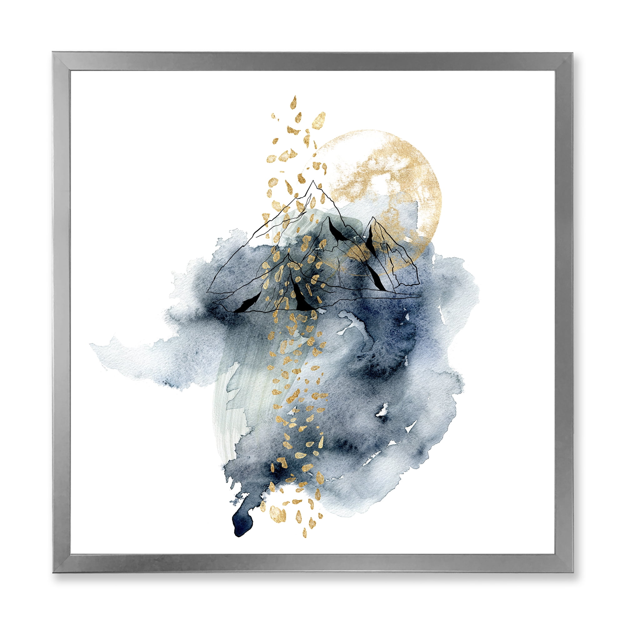 Designart 'Minimalistic Landscape of Moon With Mountains' Modern Framed Art Print