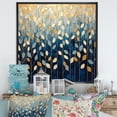 thumbnail image 1 of Designart "Minimalistic Scenery Of Gold And Blue Leaves" Leaves Floater Framed Canvas Prints, 1 of 5