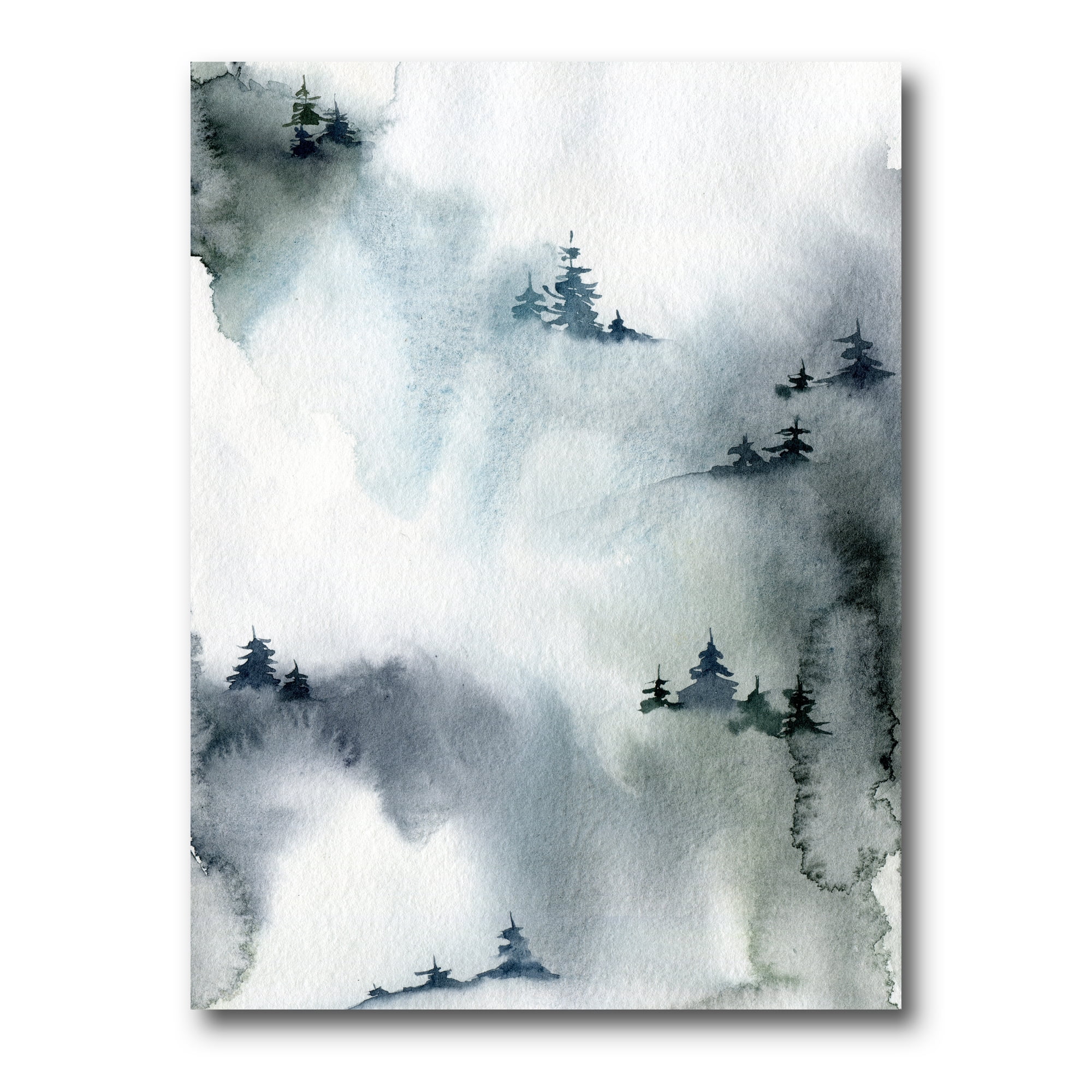 Designart ' Minimalistic Snowy Fir Trees With Winter Forest ' Modern Canvas Wall Art Print