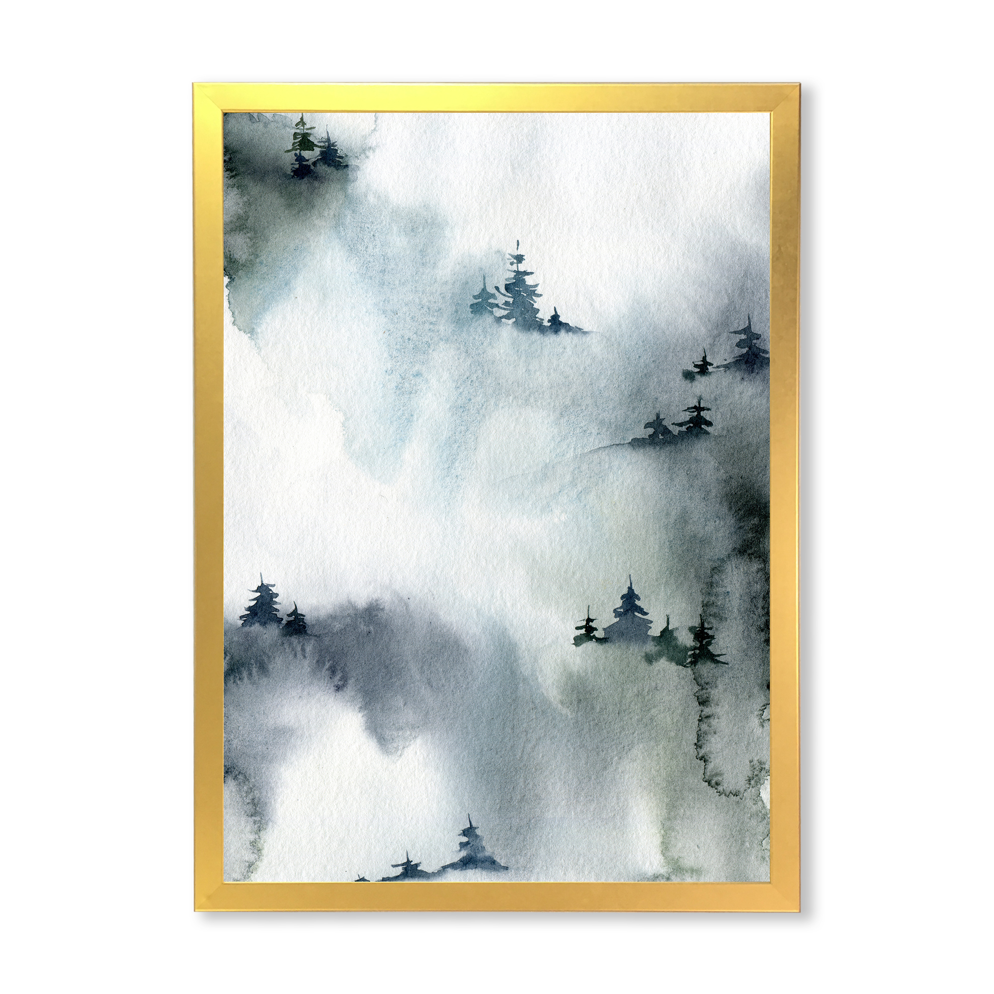 Designart 'Minimalistic Snowy Fir Trees With Winter Forest' Modern Framed Art Print