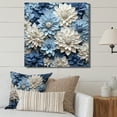 thumbnail image 1 of Designart "Minimalistic White And Blue Zinnias" Zinnias Canvas Wall Art, 1 of 7