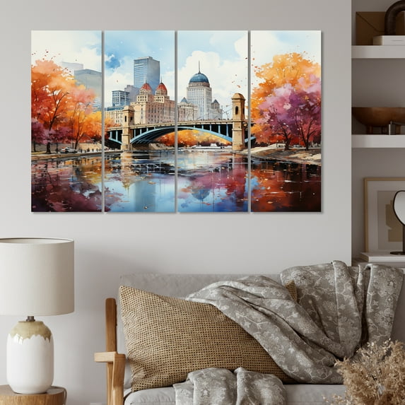 Designart "Minneapolis City in the Colors of Autumn II" Minneapolis Metal Wall Decor Set