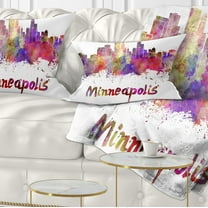 Designart Minneapolis Skyline - Cityscape Throw Pillow - 12x20