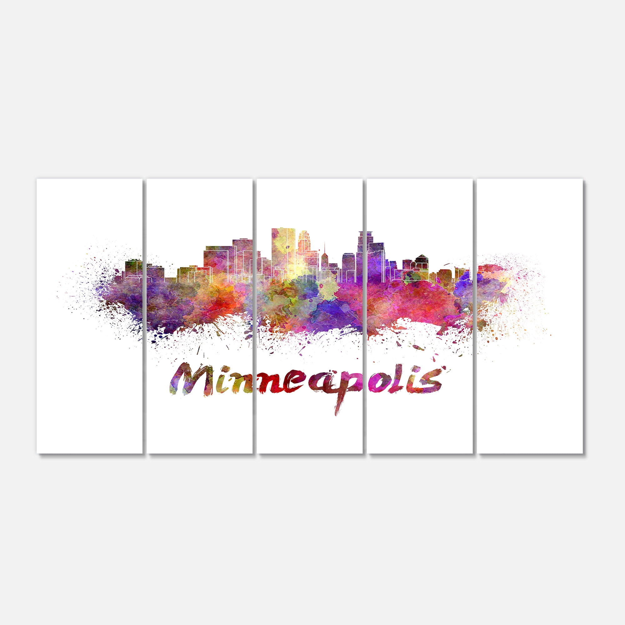 Designart 'Minneapolis Skyline ' Multipanel Cityscape Metal Wall Art