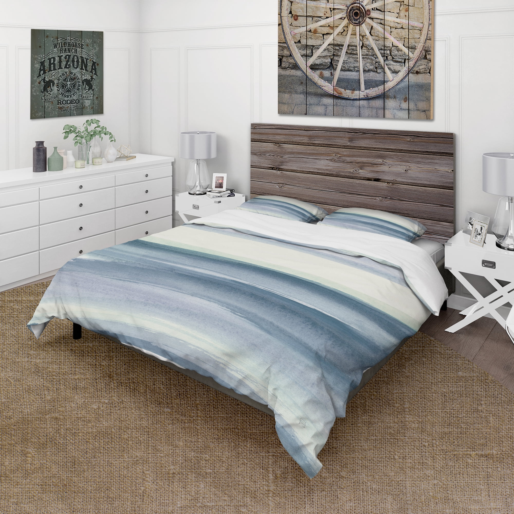 Designart 'Mint Indigo Dawn I' Cottage Duvet Cover Set