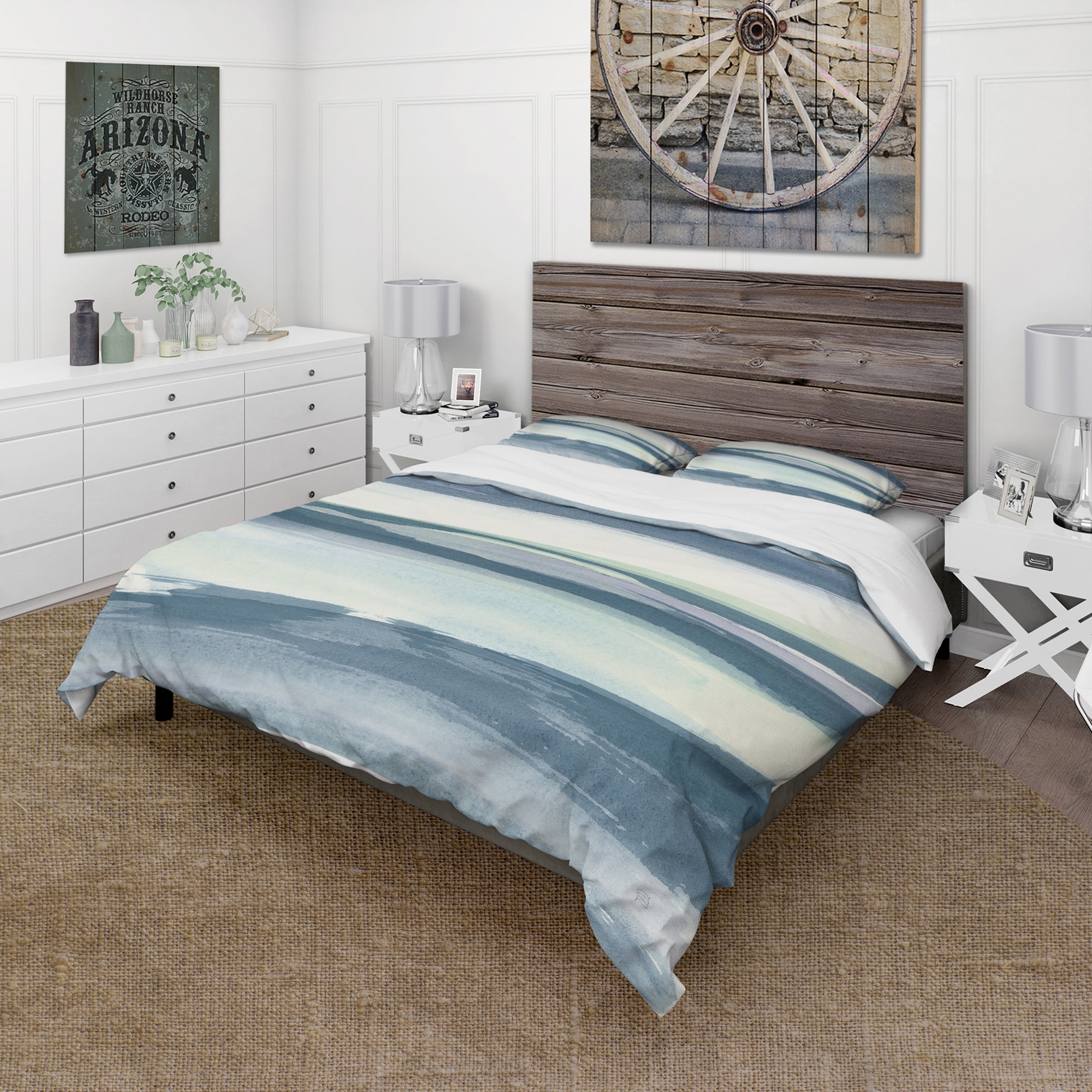 Designart 'Mint Indigo Dawn II' Cottage Duvet Cover Set