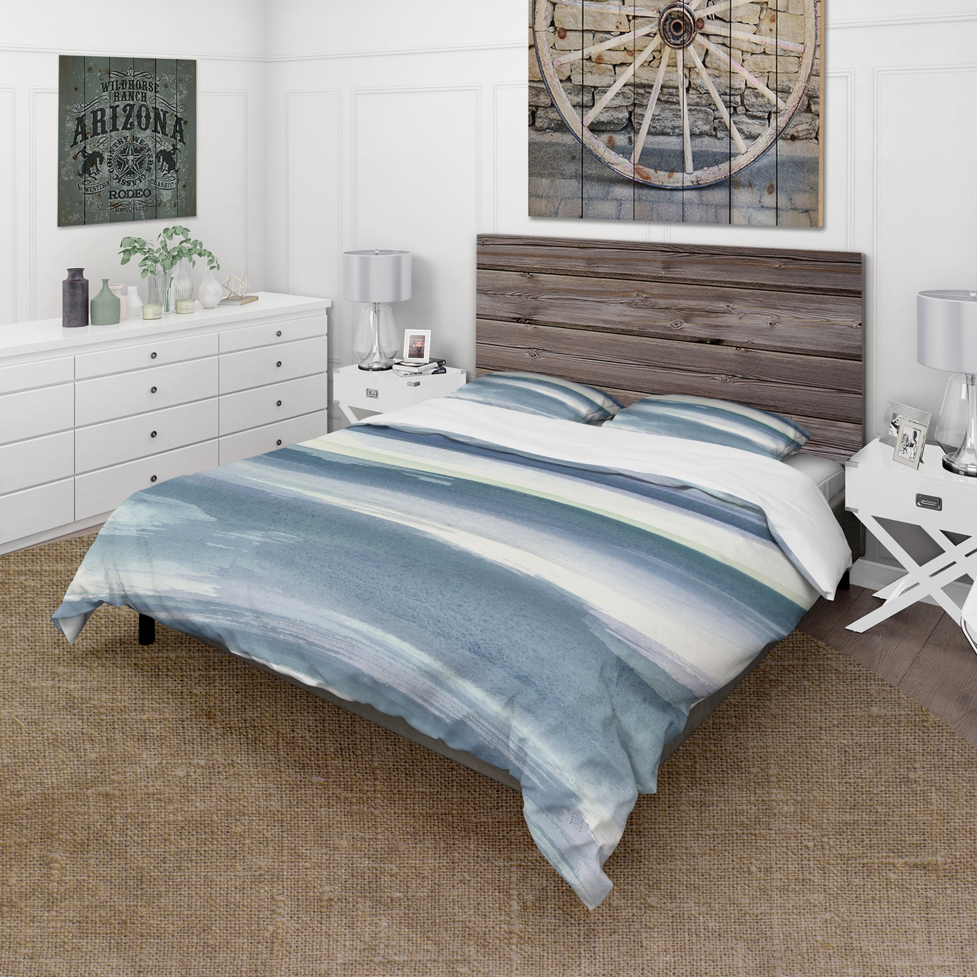 Designart 'Mint Indigo Dawn III' Cottage Duvet Cover Set