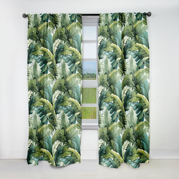 Designart "Mirage Amidst Tropical Palms II" Tropical Blackout Curtain Single Panel