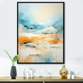 thumbnail image 1 of Designart "Mirage of the Desert in Blue and Orange III" Abstract Framed Wall Art - Modern Blue Tachisme Entryway Framed Wall Art, 1 of 6