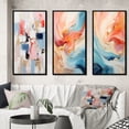 thumbnail image 1 of Designart "Missing You Abstract in Blue and Red" Abstract Painting Framed Wall Art Set Of 3 - Pink Modern Frame Canvas Set For Living Room Decor, 1 of 6