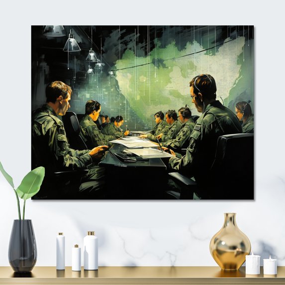 Designart "Mission Command Military II" Army Metal Wall Art Prints