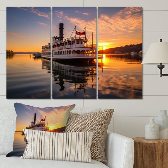 Designart "Mississippi River Boat River Journey" Mississippi Wall Art Prints Set