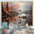 thumbnail image 1 of Designart "Mist-Enshrouded Swan" Animals Swans Floater Framed Canvas Art Print, 1 of 5