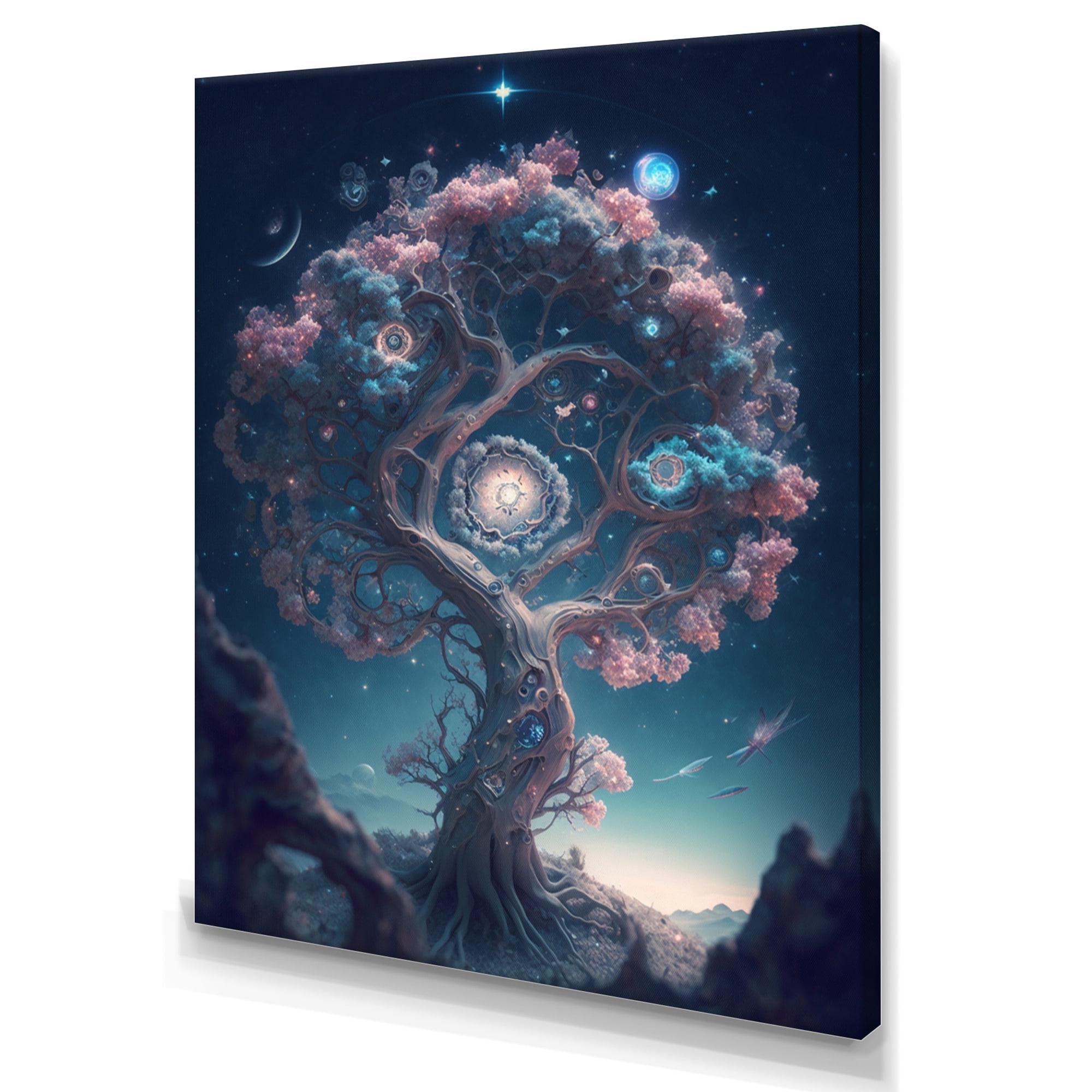 Designart Mistacle Tree In Space Canvas Wall Art