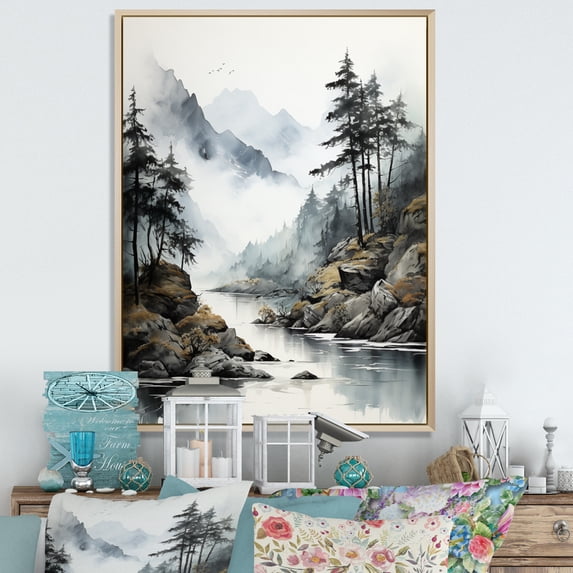 Designart "Misty Fjords Alaska I" Landscapes Floater Framed Canvas Print