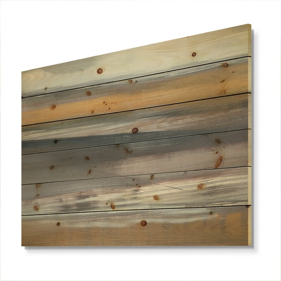 Designart 'Misty Grey Beach' Nautical & Coastal Print on Natural Pine Wood