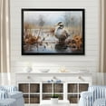 Designart "Misty Marsh Scene with Duck IV" Animals Framed Wall Art