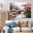 thumbnail image 1 of Designart "Misty Morning Passage Pink Bridge" Architecture Wall Decor, 1 of 5