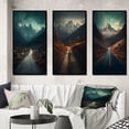thumbnail image 1 of Designart "Misty Mountain Solitude Journey to the Summit" Meadow Framed Wall Art Set Of 3 - Blue Traditional Frame Canvas Set For Living Room Decor, 1 of 6