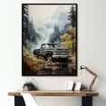 thumbnail image 1 of Designart "Misty Mountains Green Pickup Truck Adventure II" Pickup Truck Floater Framed Wall Art Living Room, 1 of 7