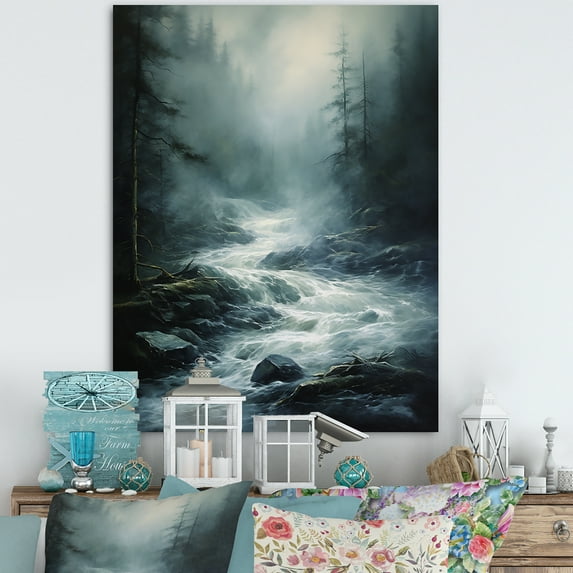 Designart "Misty Torrent of the Storm" Landscape & Nature Wall Art Print