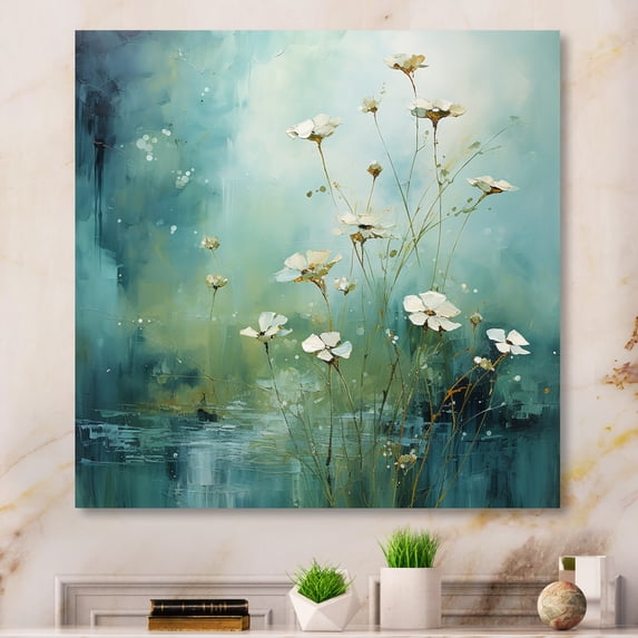 Designart "Misty pasture IV" Abstract Landscape Canvas Print