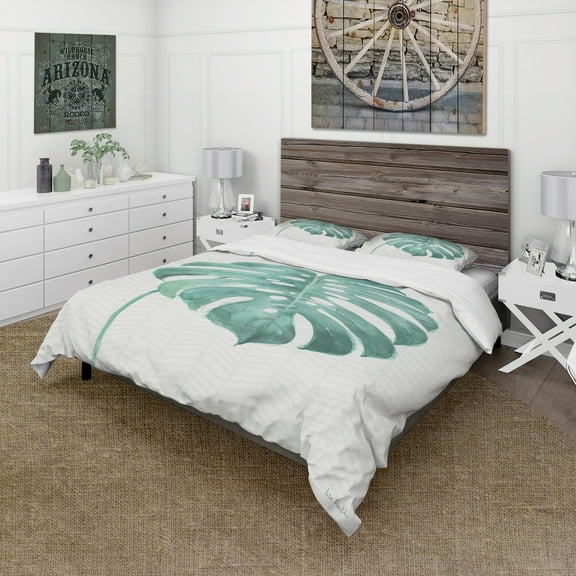 Designart 'Mixed Botanical Green Leaves VI' Cottage Duvet Cover Set