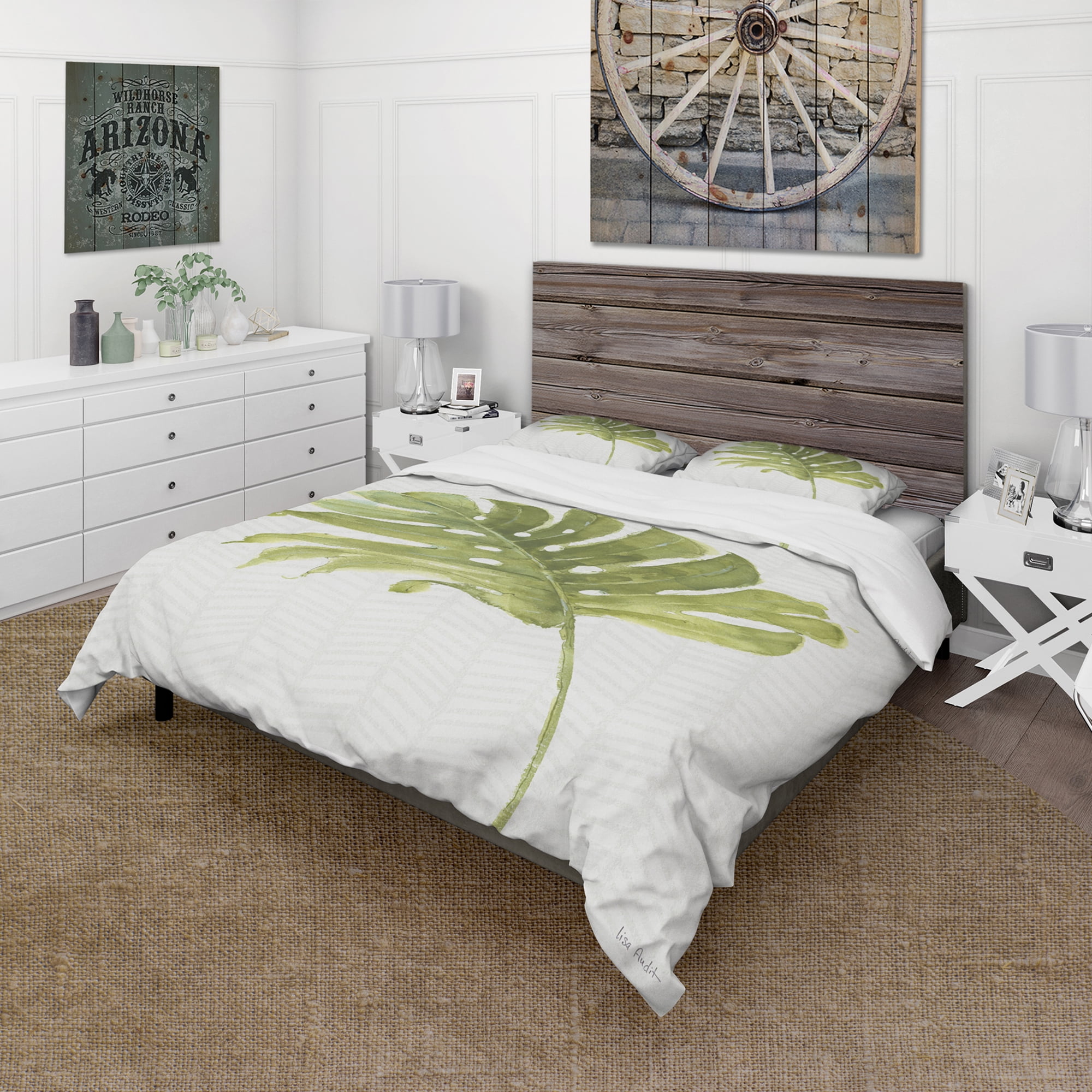 Designart 'Mixed Botanical Green Leaves VII' Cottage Duvet Cover Set