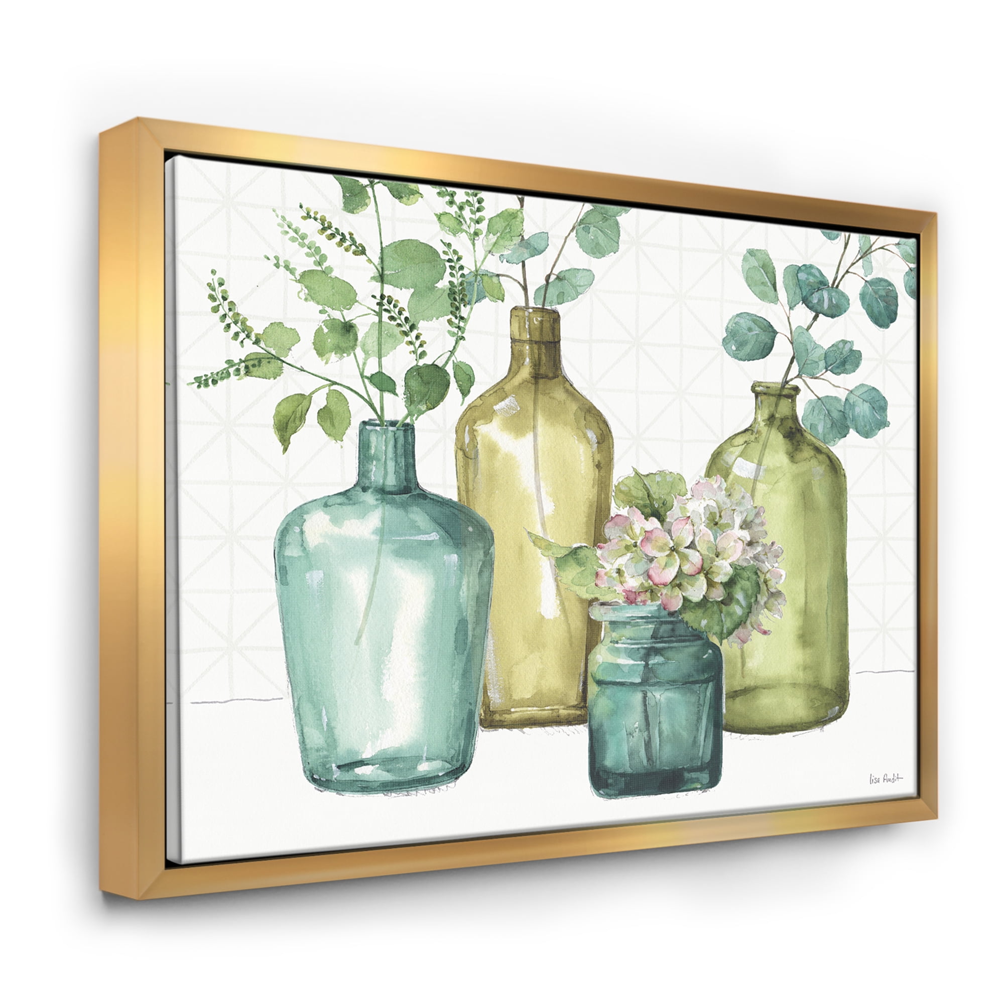 Designart ' Mixed Botanical Green Leaves VIII ' Cottage Framed Canvas