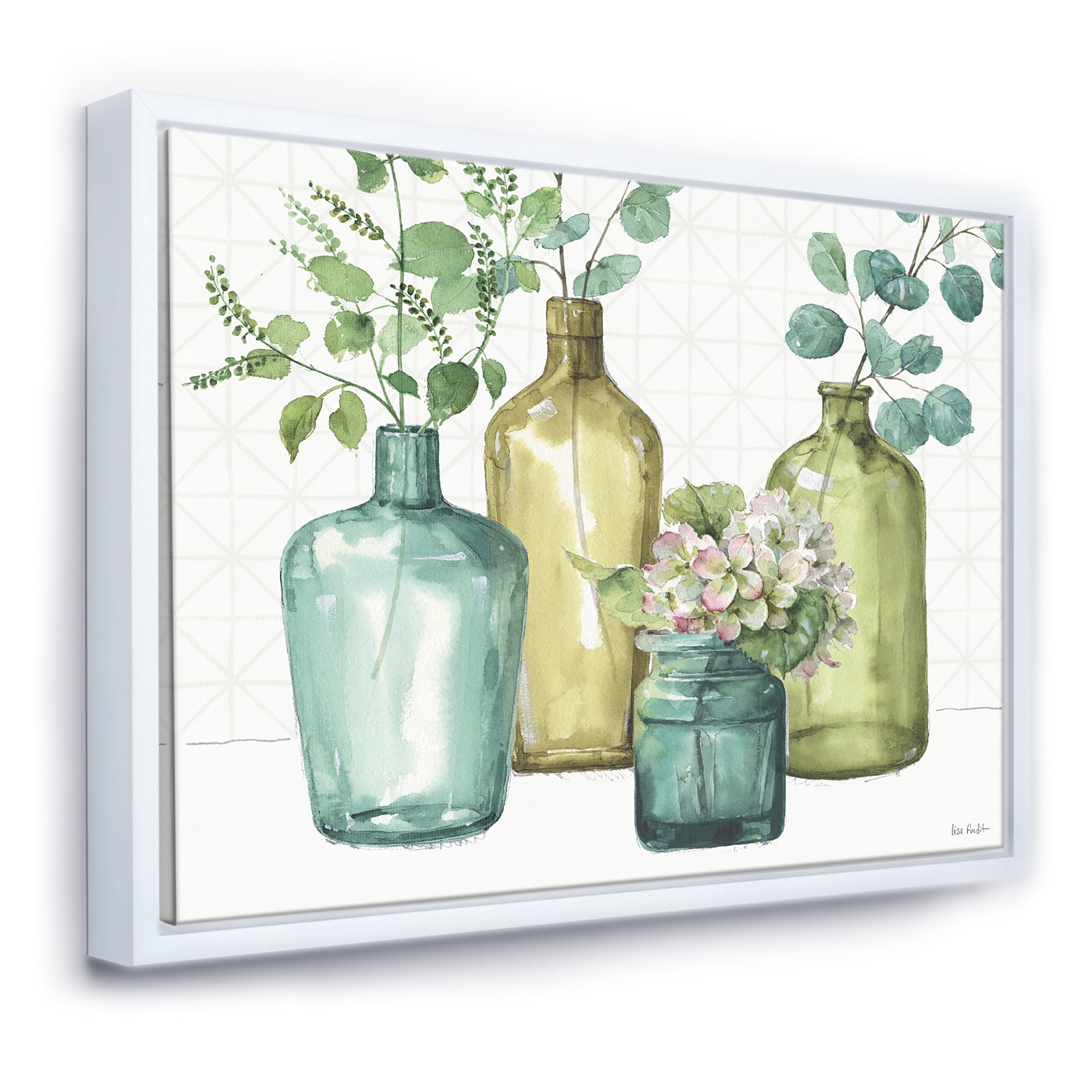 Designart ' Mixed Botanical Green Leaves VIII ' Cottage Framed Canvas