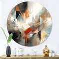 thumbnail image 1 of Designart "Mixed Colors Abstract Orange and Blue IV" Minimalism Metal Round Art Living Room, 1 of 5