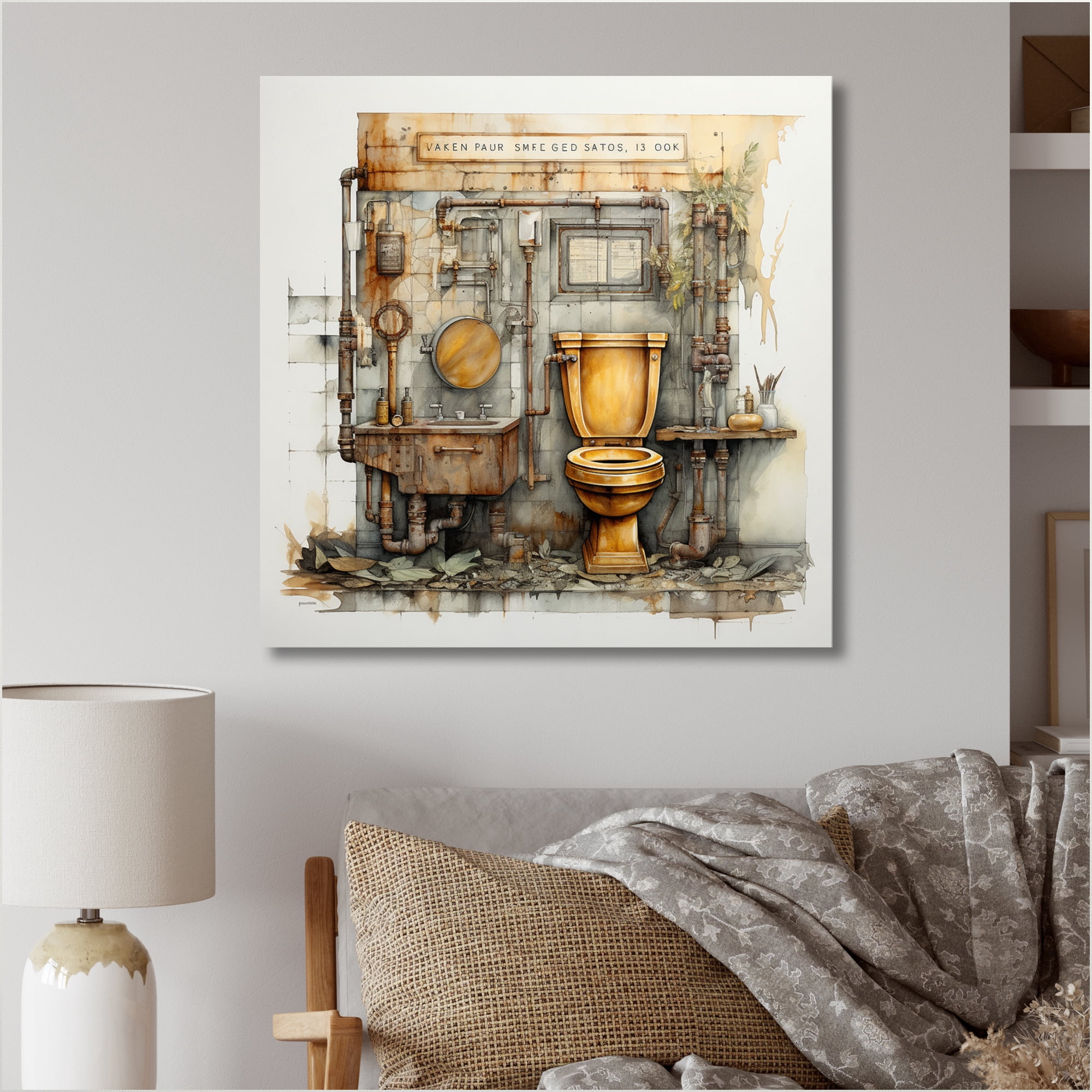 Designart "Mixing Industrial Chic in the Toilet" Bath & Laundry Wall ...