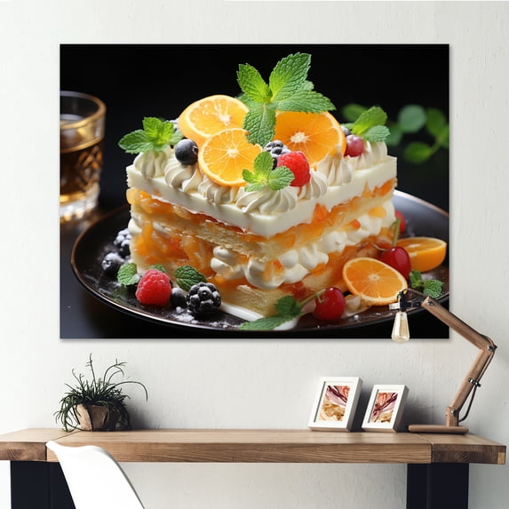 Designart "Mmmmmmm Melon Cake in Orange White" Food & Beverage Canvas Print
